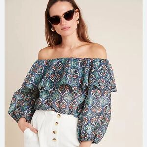Anthropologie sachin‎ + Babi musette blouse women’s size xs off shoulder boho